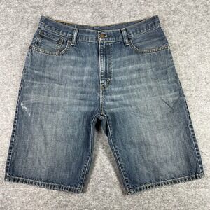Levis Jean Shorts Mens 34 (Fits 34x11) Blue 569 Loose Straight Denim 100% Cotton